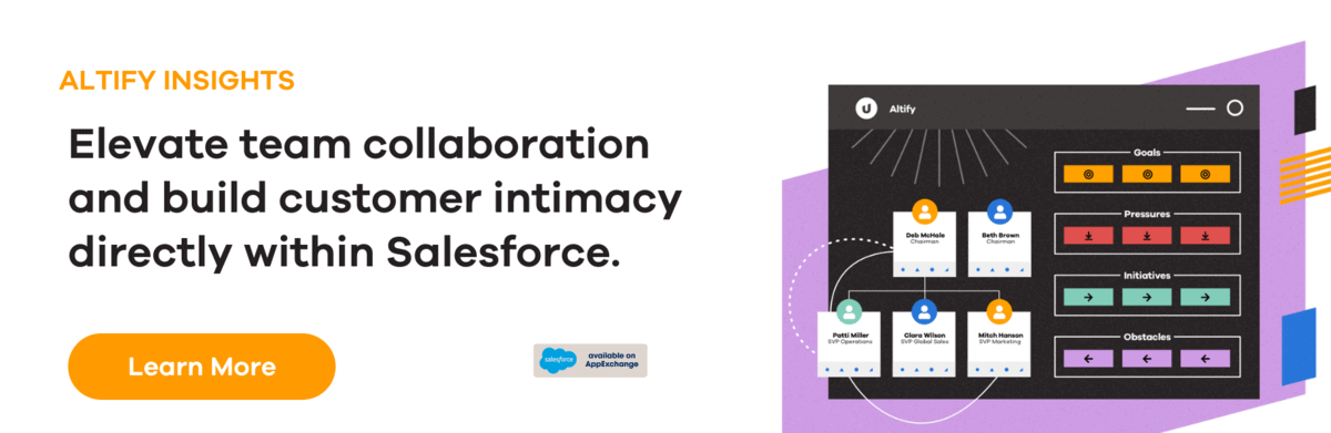 Altify Insights chart showing customer intimacy for better ways to identify decision makers in sales
